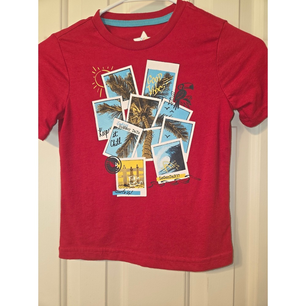365 Kids from Garanimals Boys Red Summer Beach Graphic T-Shirt Size 6